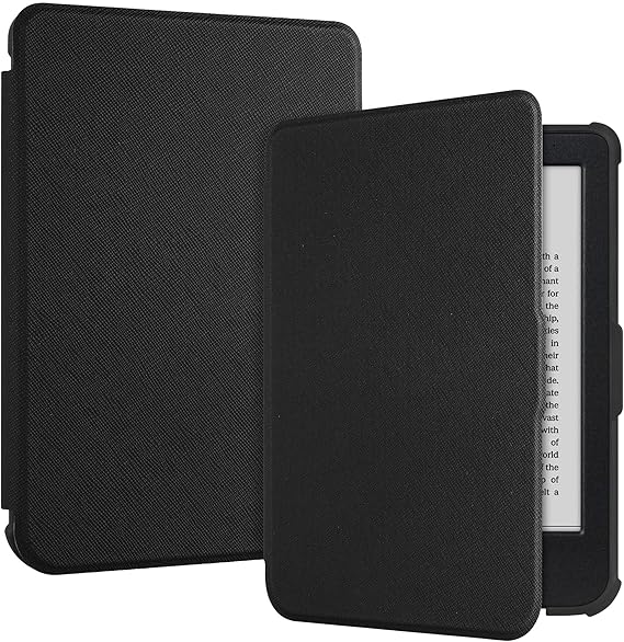 Case for 6" Kobo Clara Colour(2024)/Clara BW(2024)/Clara 2E(2022) - Slim Lightweight PU Leather Protective Smart Shell Cover with Auto Wake Sleep, (Black)