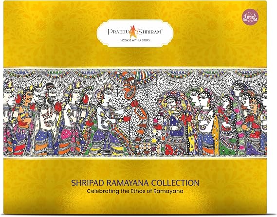Prabhu Shriram Shripad Ramayan Series Divine Gift Box  with 10 Divine Fragrances Organic Incense Sticks Luxury Gift Box Set of 10 BY RAMALAYA