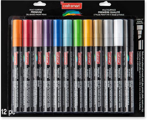 Craft Smart Assorted Chisel Tip Oil-Based Paint Pens - Premium Paint Pens For Wood, Plastic, Glass, and Arts & Crafts - 1 Pack