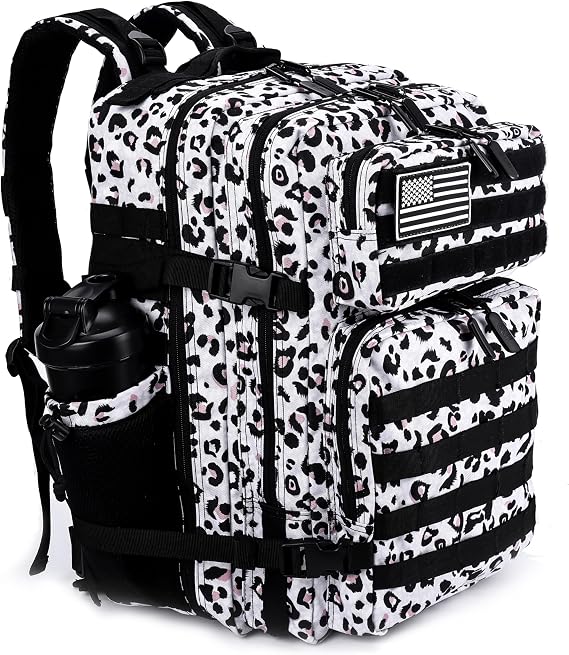 LHI Military Tactical Backpack for Men and Women 45L Army 3 Days Assault Pack Bag Large Rucksack with Molle System White black