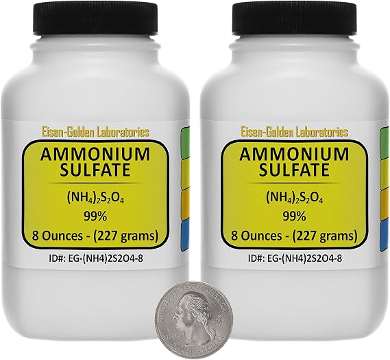 Ammonium Sulfate [(NH4) 2SO4] 99% ACS Grade Powder 1 Lb in Two Space-Saver Bottles