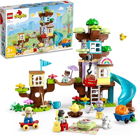 LEGO DUPLO 3 in 1 Tree House Building Toy - Gift for Christmas - Pretend Playset for Toddlers, Ages 3+ W/ 8 Figures - Fine Motor Skill Development - 10993
