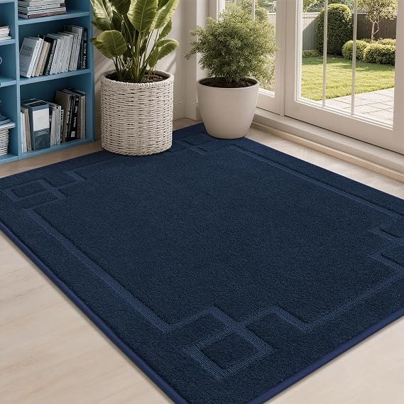 BEQHAUSE Door Mat 32" x 48", Non-Slip Door Mats Indoor Washable, Navy Blue