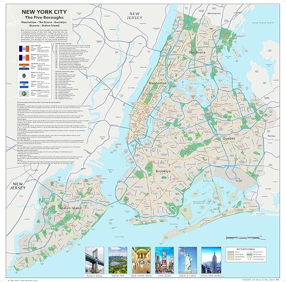 New York City Street Map - 23.2 x 23.2 Inches - Paper Laminated